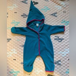 Teal & Pink Hooded Kids One Piece 12M